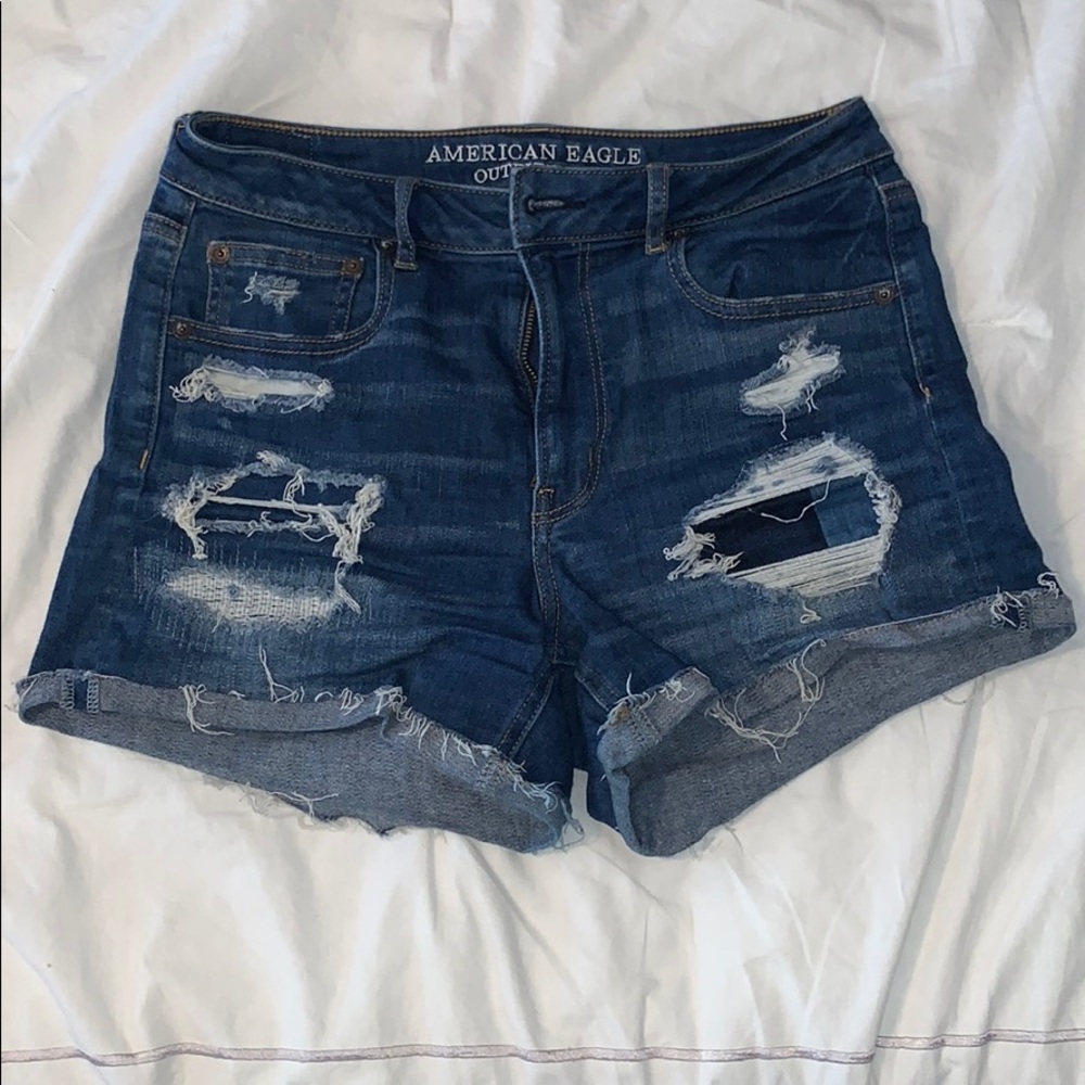 high-rise shortie jean shorts